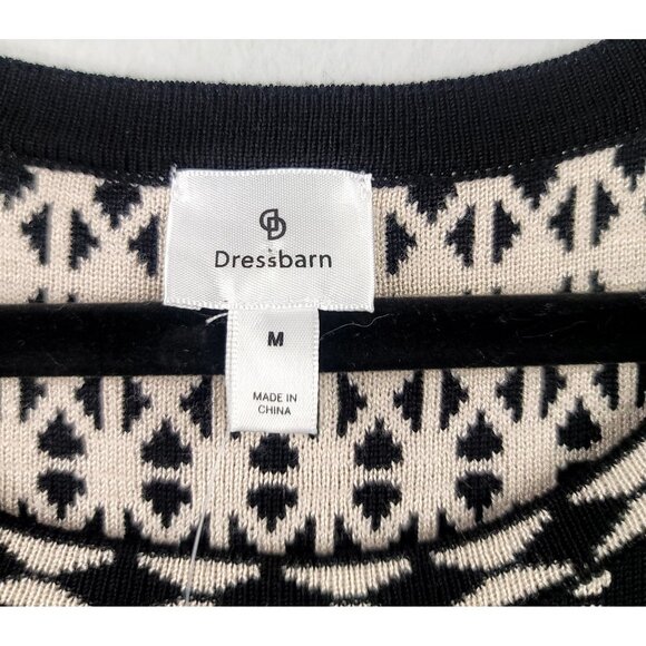 Dressbarn Womens Geometric Print Knit Dress Black Cream Medium - Picture 4 of 11